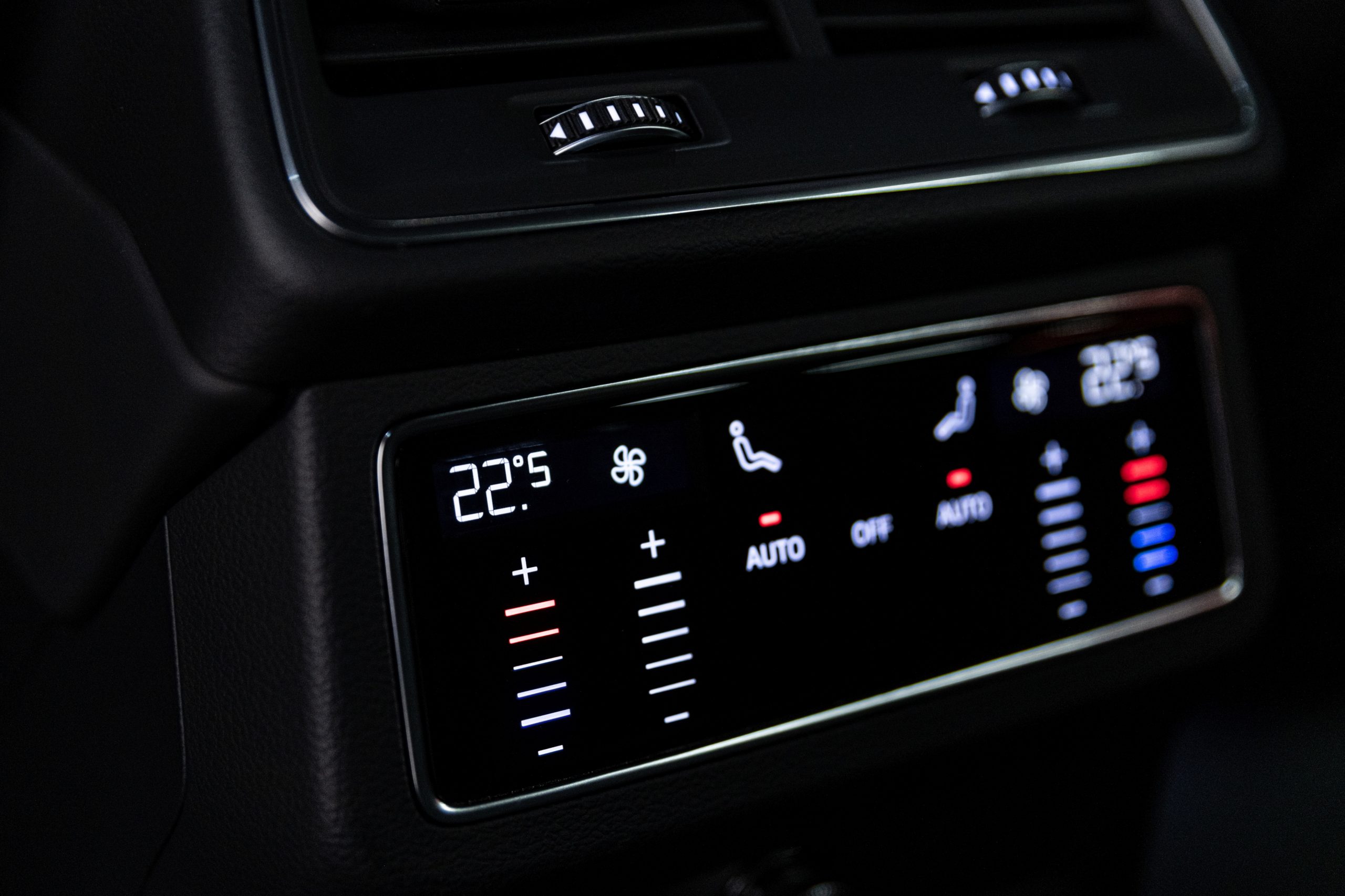 Air conditioning control panel in modern luxury car